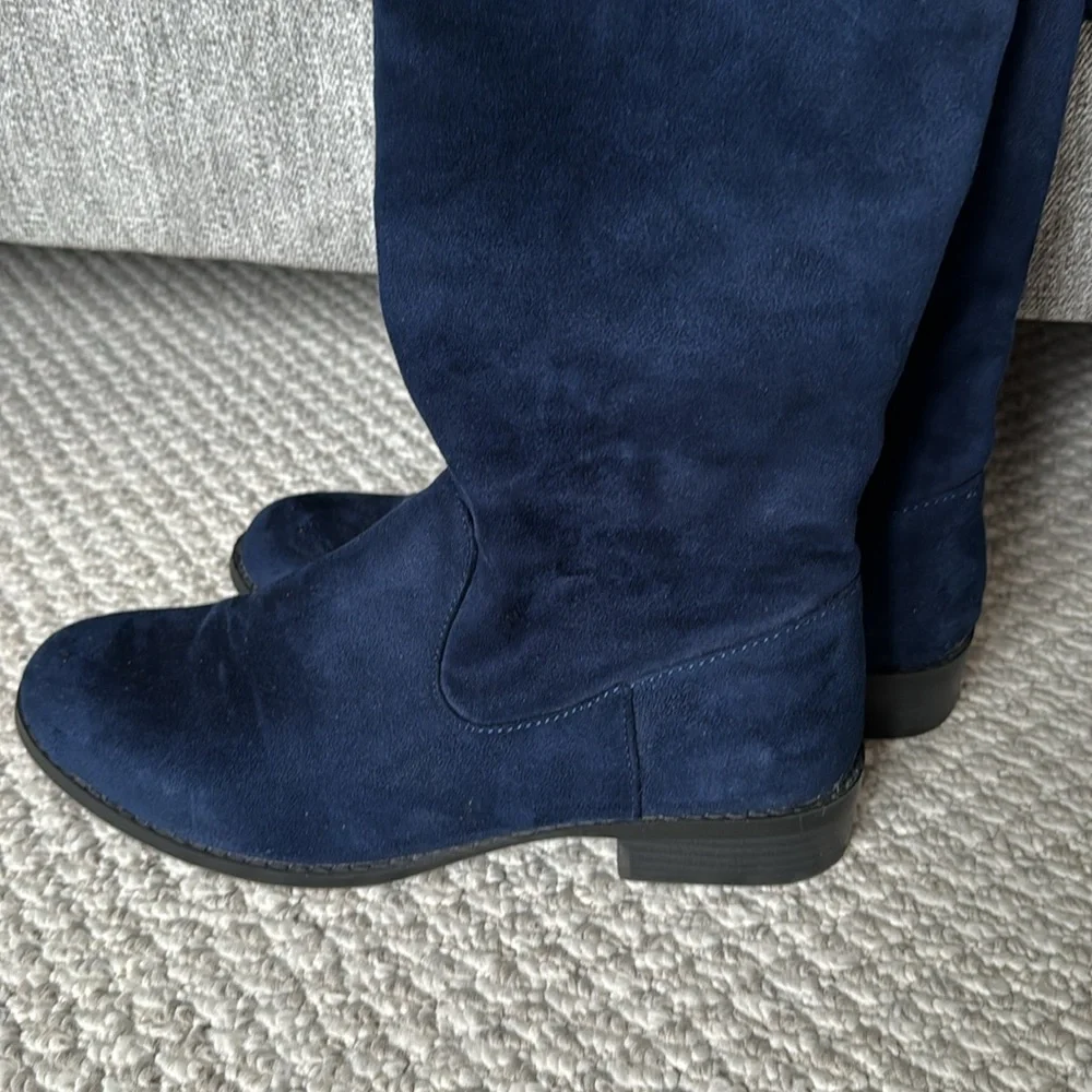Over the knee faux suede boots with tassels